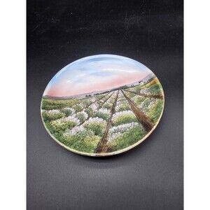 Vintage German Porcelain Hand Painted Decorative Plate Orchard Farm Scene 7 Inch